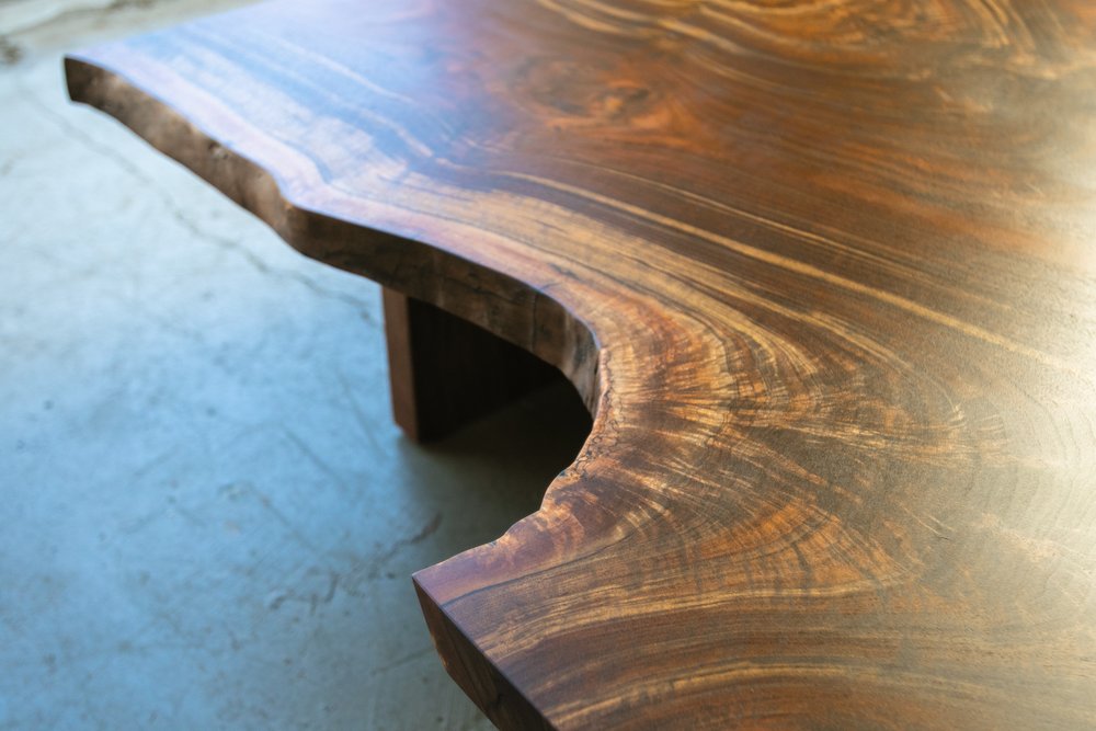 HOMEWOOD' Walnut Slab Coffee Table // Inset Solid Wood Legs - Mez